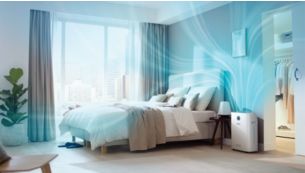 CADR tot 250 m³/u: zuivert de lucht in kamers tot 65 m²