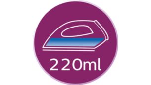 Rezervor de apă mare, de 220 ml şi umplere comodă cu apă