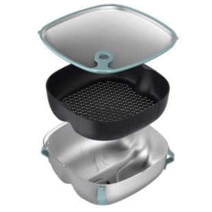 Philips Airfryer 2-in-1 Wokpfanne &amp; Dampfgareinsatz Kompatibel mit den Philips Airfryer Combi 7000 Series Modellen (HD98x – 8,3L)